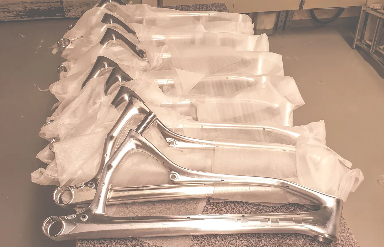 The first batch of machined aluminium Machine frame halves at Pole's workshop, May 2018